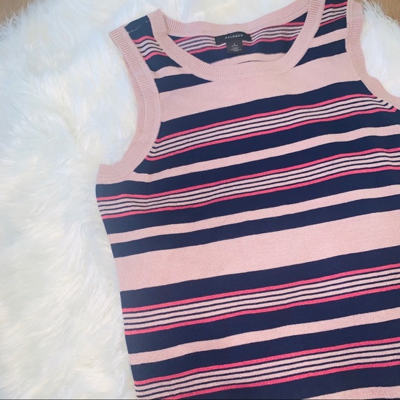 Halogen Stripe Crewneck Knit Tank Top Petite Small - Picture 5 of 6